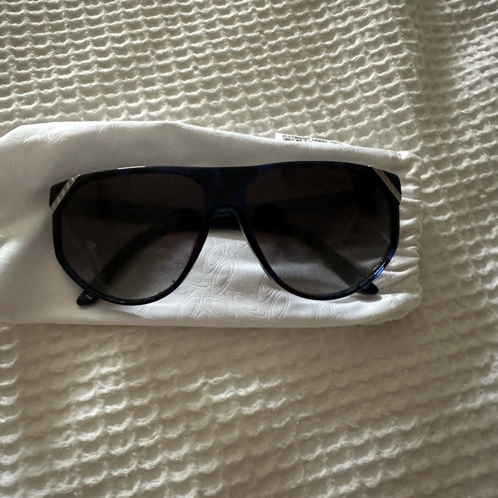 Women’s blue vintage Versace glasses with Swarovski crystals
